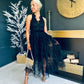 Emma Lace and Tulle Dress Black