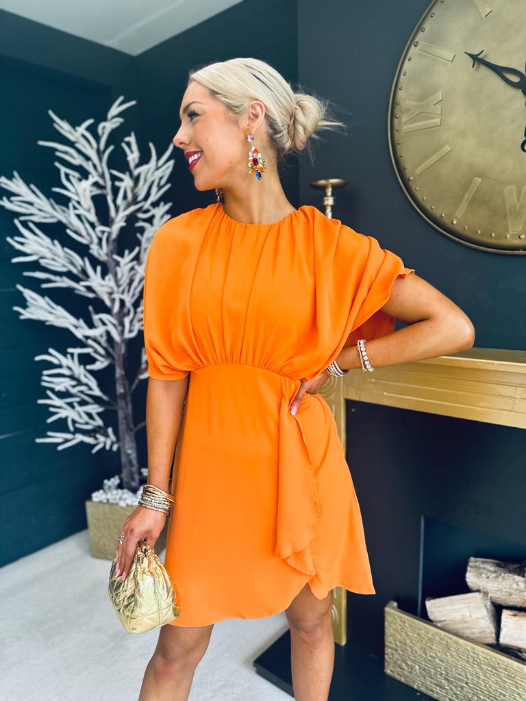 Jenna Batwing Mini Dress Blood Orange