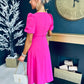 Tamsin Shoulder Detail Midi Dress Pink