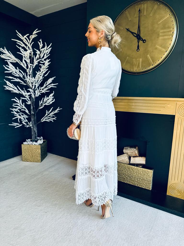 Emerson Crochet Maxi Dress White