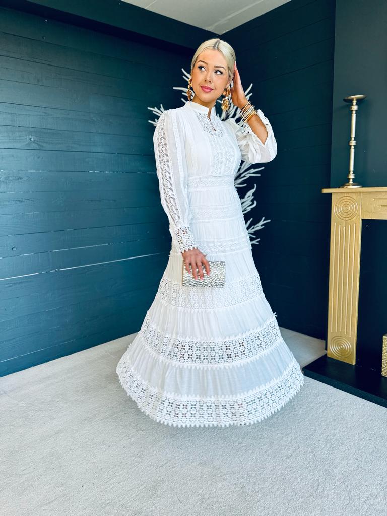 Emerson Crochet Maxi Dress White