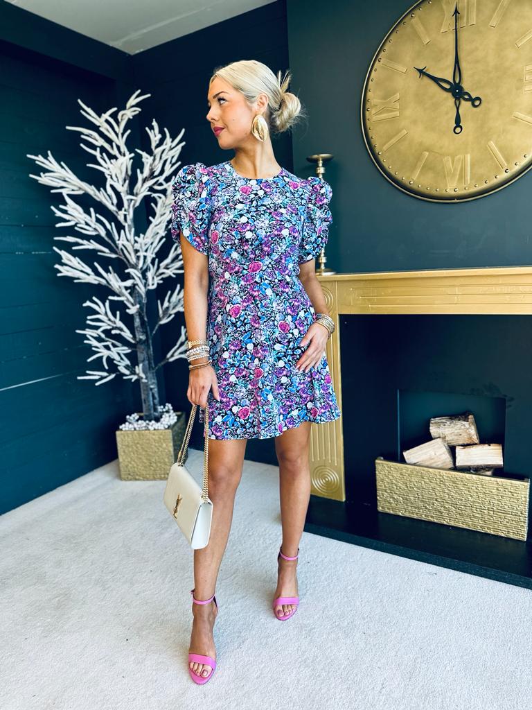 Caprice Puff Sleeve Mini Dress Floral