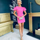 Hazel Puff Sleeve Mini Dress Pink