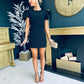 Hazel Puff Sleeve Mini Dress Black