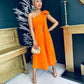 Chloe Bow Detail Occasion Dress Electric Orange
