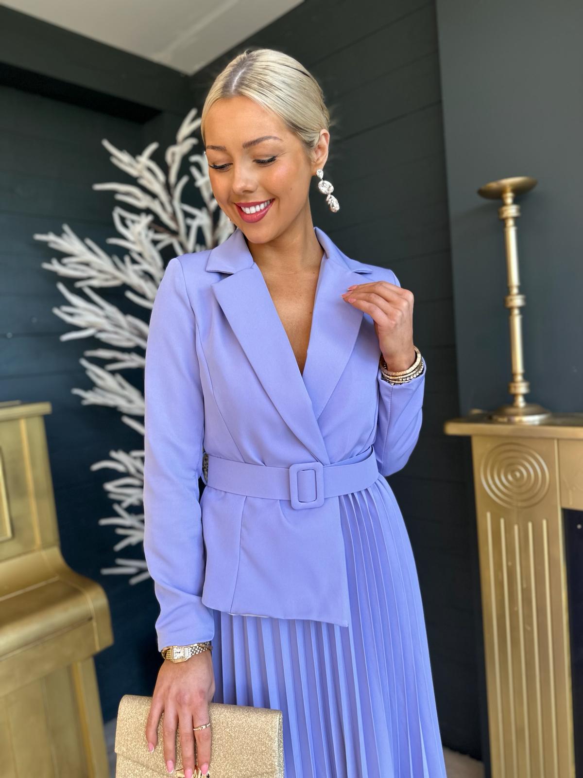 Kylie Pleated Occasion Dress Lilac