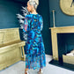 Ciara Layered Print Midi Dress Blue