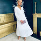 Amber Pleated Midaxi Dress White