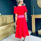 Charlotte Puff Shoulder Dress Red