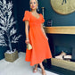 Brooke Detailed Midi Dress Electric Orange