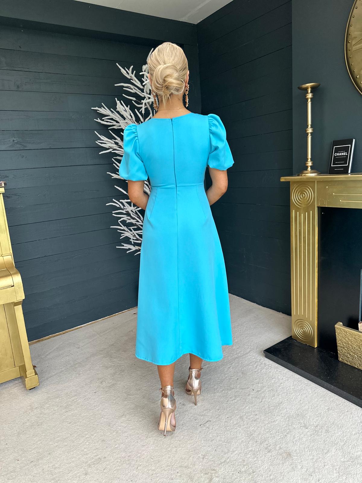 Brooke Detailed Midi Dress Electric Blue