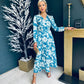 Gemma Banded Midi Dress Floral Blue