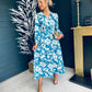Gemma Banded Midi Dress Floral Blue