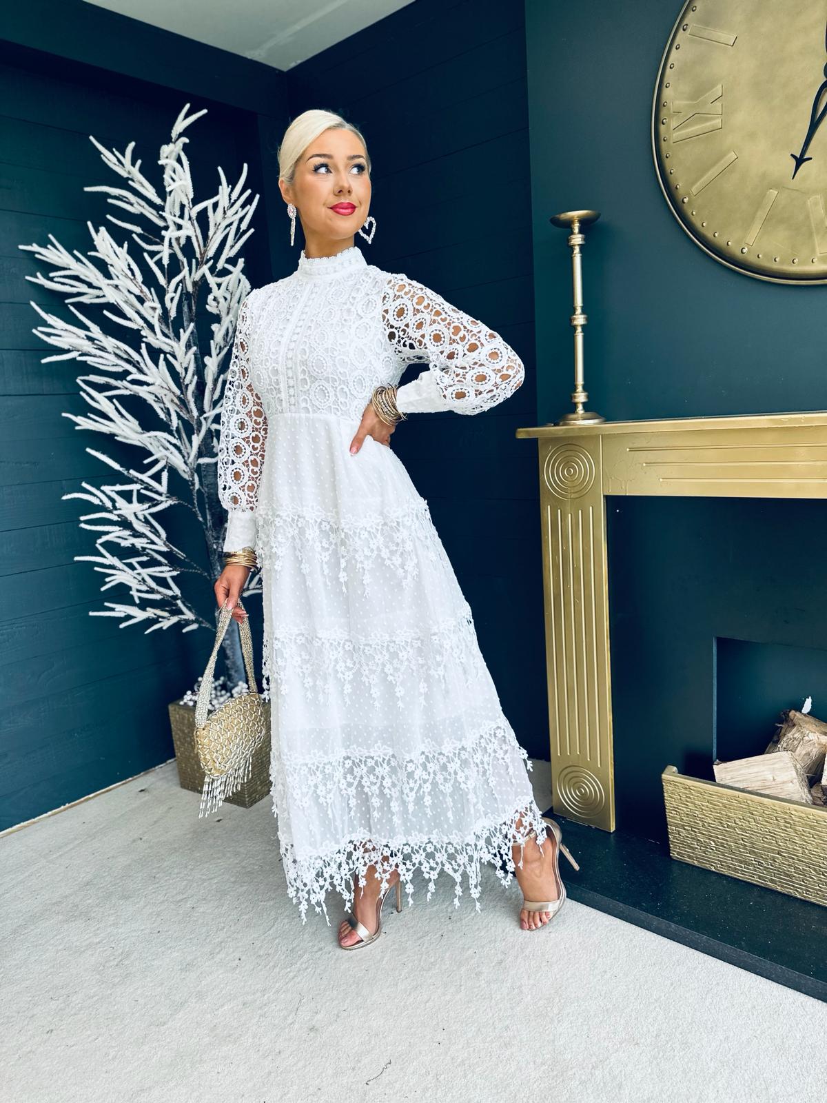 Gwyn Crochet Maxi Dress White