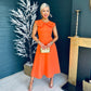 Lottie Collar Detail Midi Dress Electric Orange