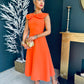 Lottie Collar Detail Midi Dress Electric Orange