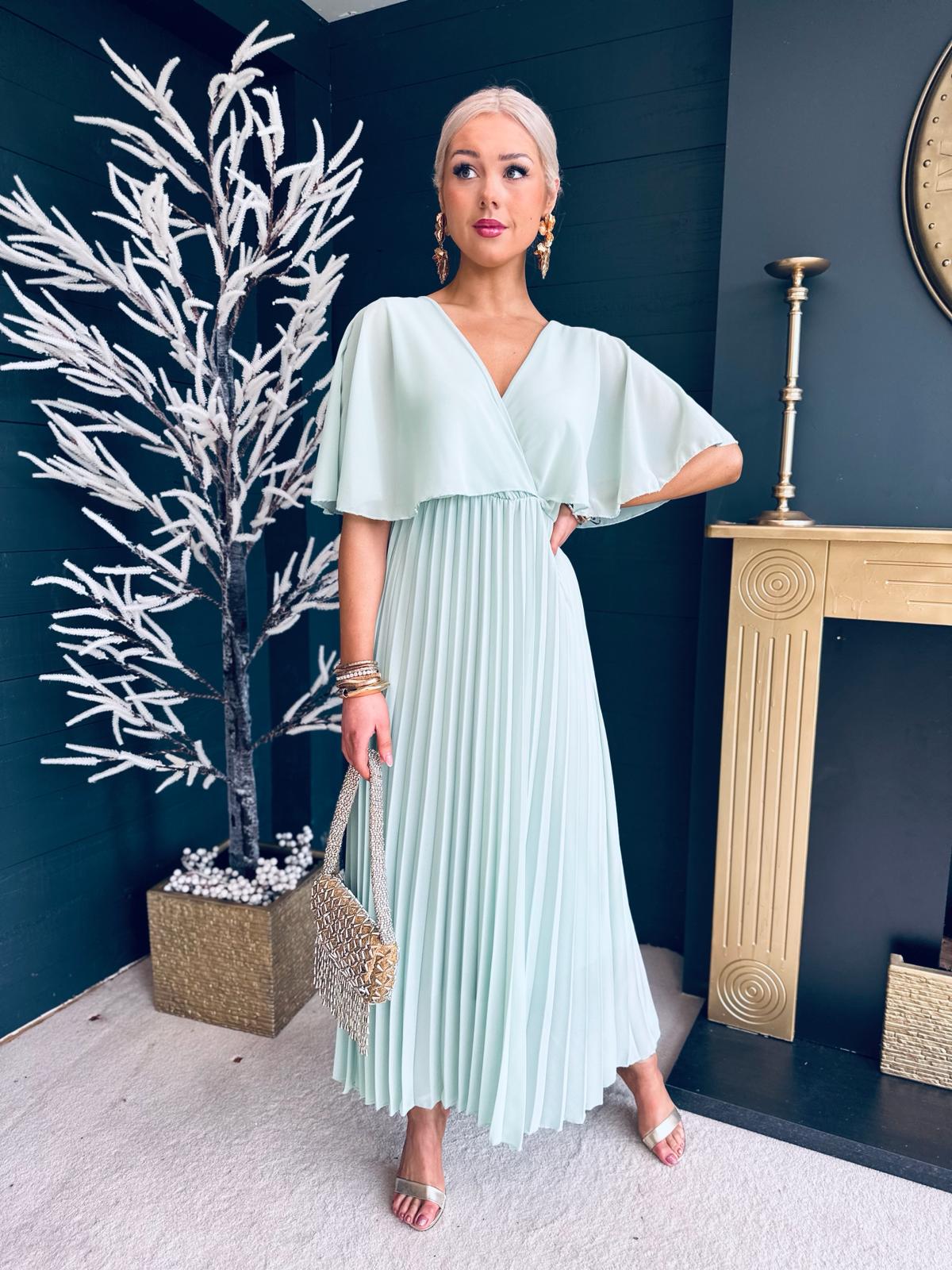 Mint pleated outlet dress