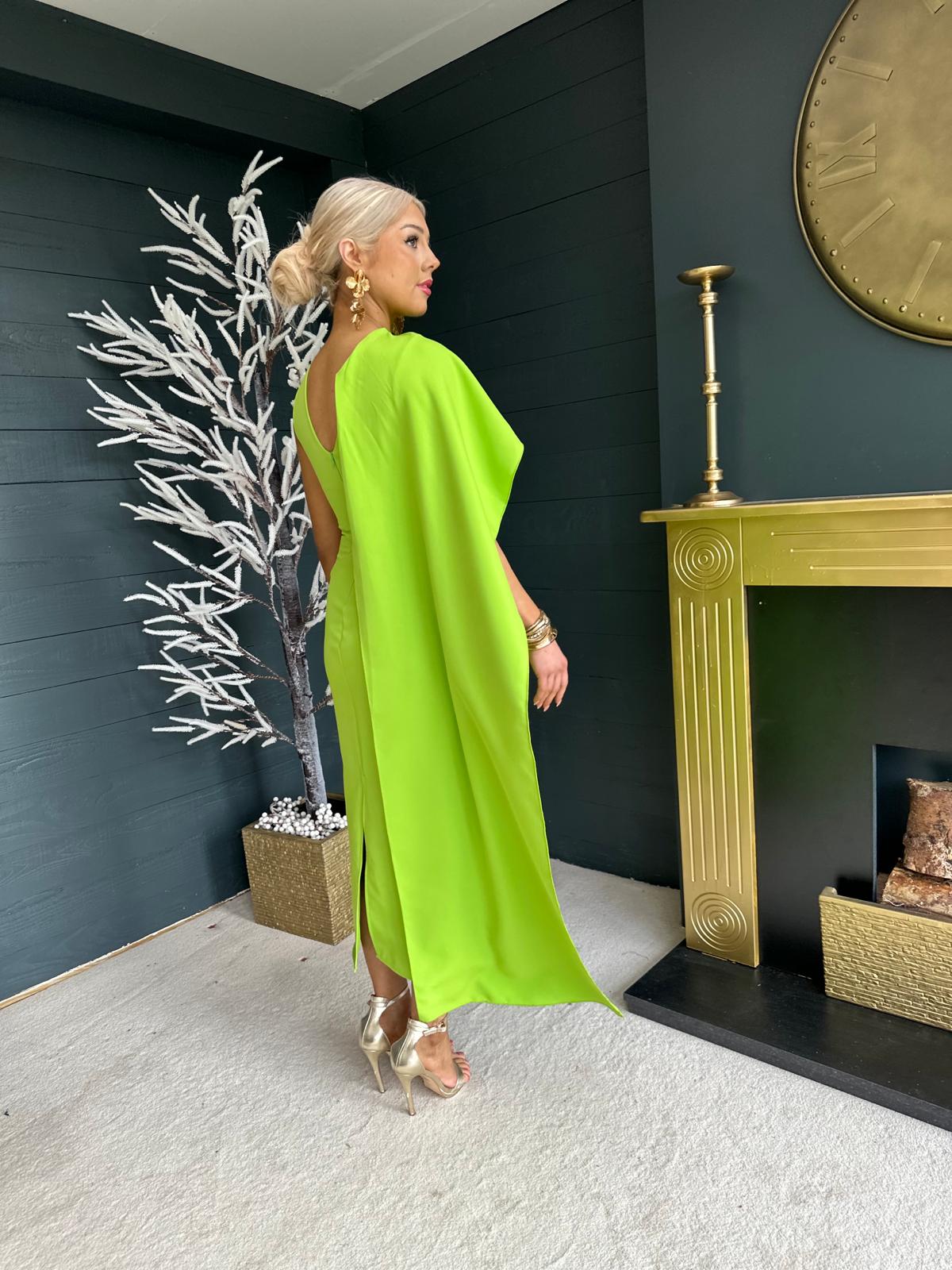 Hudson Cape Detail Occasion Dress Electric Green