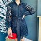 Lydia Crochet Mini Dress Black