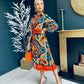 Alison Abstract Shirt Dress Orange Pre Order 24 May