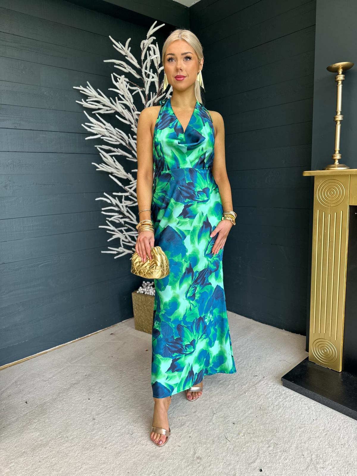 Pixie Halterneck Occasion Dress Green