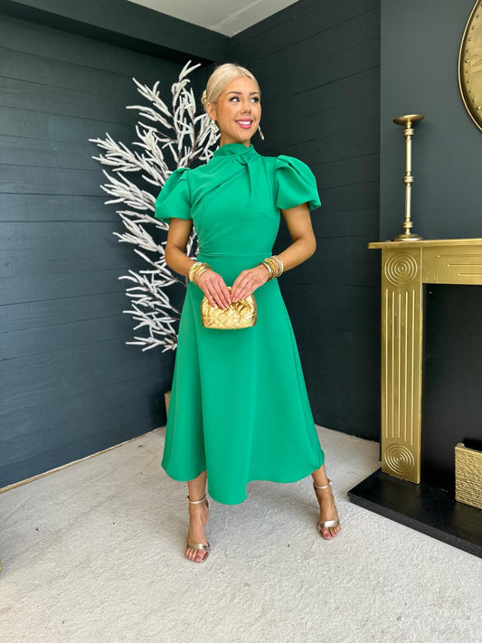 Claudia Detailed Occasion Dress Emerald Pre Order 19 Apr