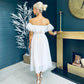 Jessie Tulle Bardot Midi Dress White