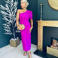 Rachel One Shoulder Occasion Midi Dress Orchid Pre Order 4 May