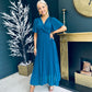 Fiadh Pleated Midi Dress Teal