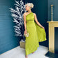Daria Cape Pleated Maxi Dress Lime