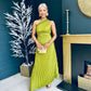 Daria Cape Pleated Maxi Dress Lime
