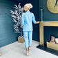 Tiffany Ruched Sleeve Suit Powder Blue