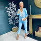 Tiffany Ruched Sleeve Suit Powder Blue
