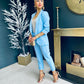 Tiffany Ruched Sleeve Suit Powder Blue