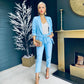 Tiffany Ruched Sleeve Suit Powder Blue