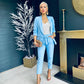Tiffany Ruched Sleeve Suit Powder Blue