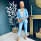 Tiffany Ruched Sleeve Suit Powder Blue
