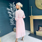 Seline Pleat Midi Dress Powder Pink