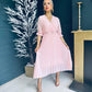 Seline Pleat Midi Dress Powder Pink