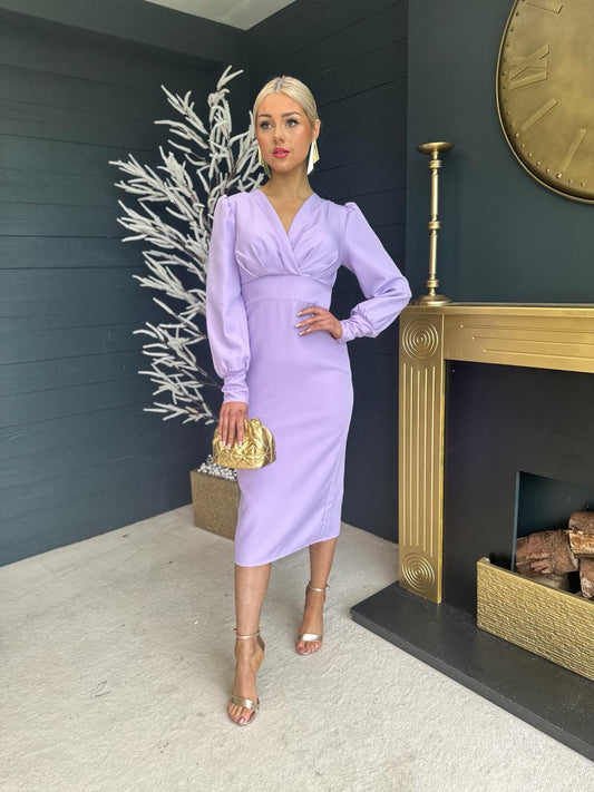 Remi Long Sleeve Occasion Dress Lilac