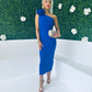 Chelsea Shoulder Occasion Midi Dress Cobalt