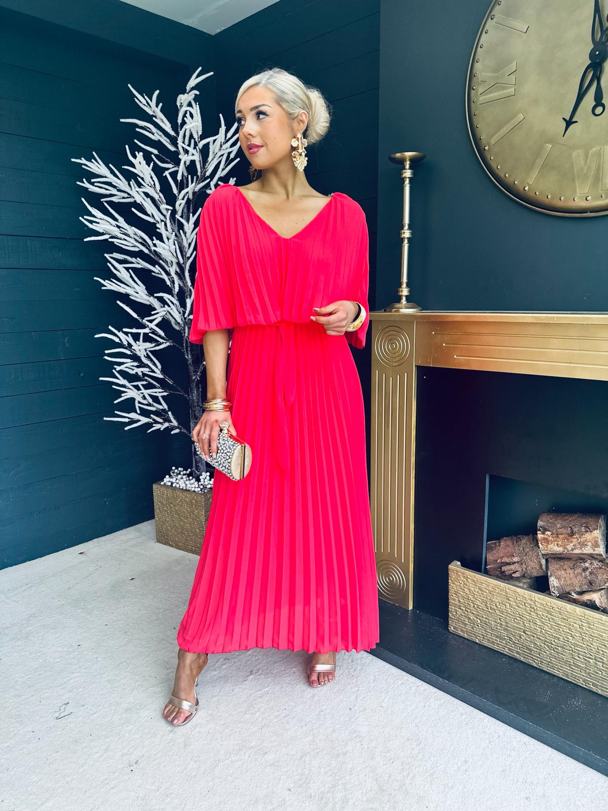Hollie Occasion Midi Dress Coral