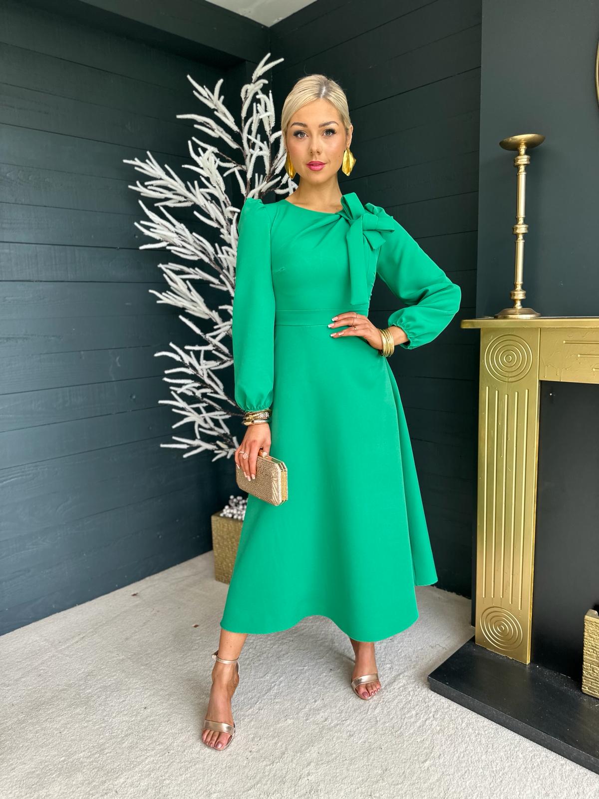 Lauren Detailed Occasion Dress Emerald