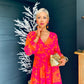 Trasa Banded Midi Dress Orange / Pink