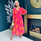 Trasa Banded Midi Dress Orange / Pink