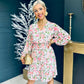 Perri Pleated Mini Dress Floral Blush