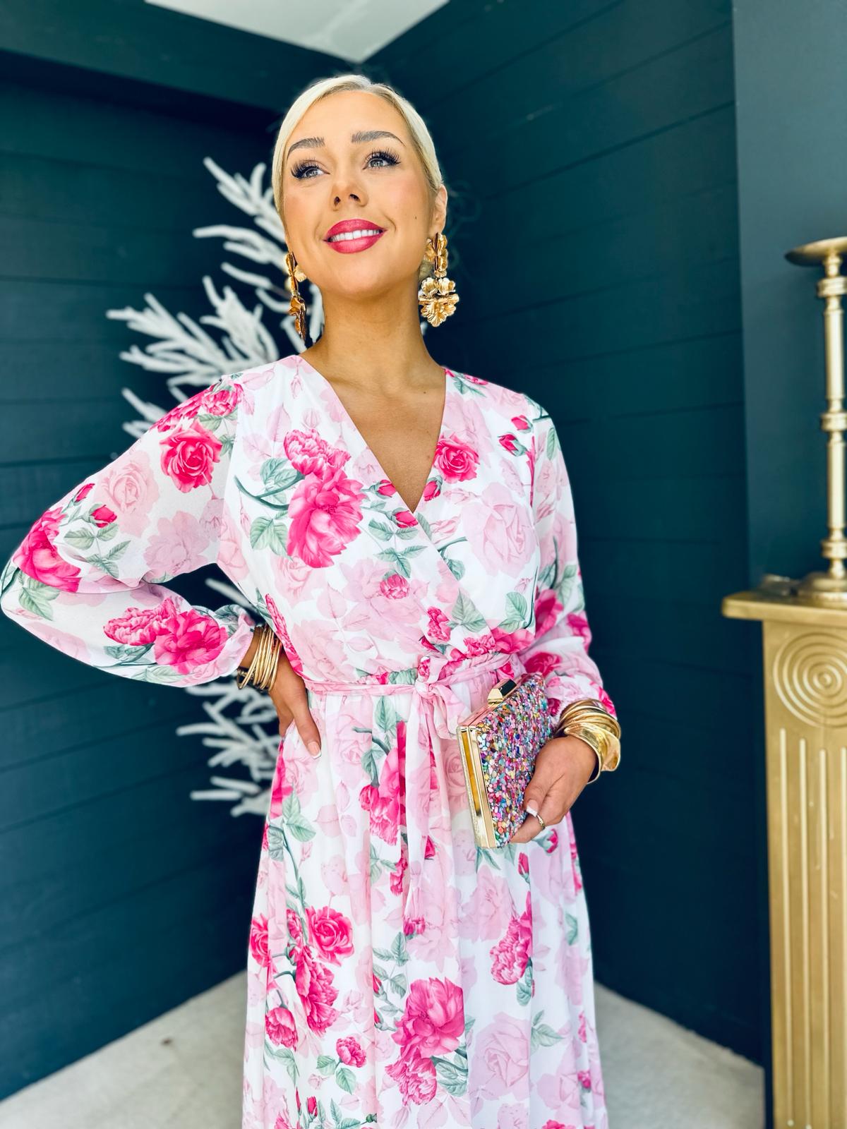 Kathryn Floral Print Maxi Dress Pink