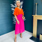 Kelsey 2 Tone Midi Dress Pink / Amber