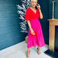 Kelsey 2 Tone Midi Dress Pink / Red