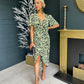 Bianca Leopard Print Midi Dress Lime